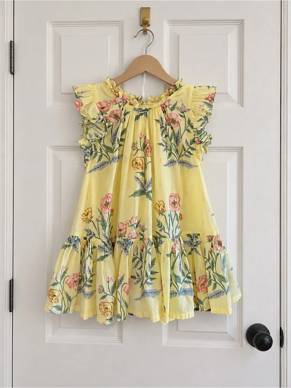Pink Chicken Yellow Floral Ruffle Dress Girls Size 8